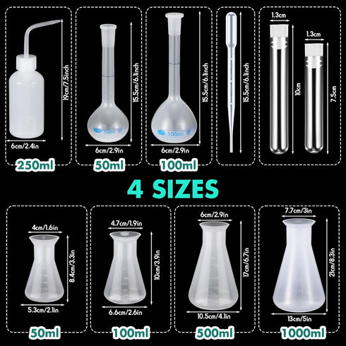 58 Set 6 7 6 10 1 20 2 5 Kingdder Pcs Plastic Beakers Include Graduated Cylinder Beakers Flask Droppers Wash Bottle