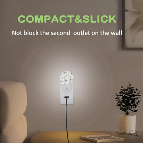 AOWULA Wildflowers Poppy Chamomile Night Light,Plug into Wall Nightlights with Dusk to Dawn Light Sensors,Nightlights