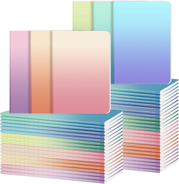 Ddaowanx 48 Pack A5 Colorful Notebooks, 6 Cute Colors, 72 Pages, 8.3x5.5 Inch, Lined Paper Travel Journals (Gradient)