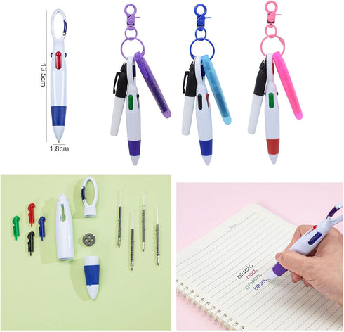 YYaaloa Mini Highlighter Nurse Pen Set, 2 Nursing Keychain Clips, 2 Tip Highlighter, 2 Permanent Marker Pens