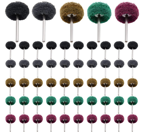 Abrasive Wheel 50/100/200pcs, 1" Buffing Polishing Wheels, 120-600 Grit for Rotary Tools-1/8"(3mm) Shank