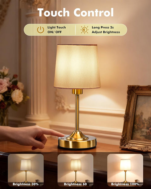 5000mAh 3-Level Dimmable KEILAIMO Cordless Table Lamp, Rechargeable Table Lamp with Brightness, Portable Nightstand LED
