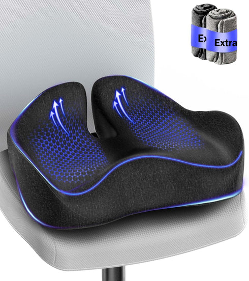 Tailbone Seat Cushion, Memory Foam Pressure Relief Coccyx Cushion for Pain, Extra-Large Butt Pad for Office Chair, Car
