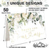 50 Pack Whaline Floral Wedding Thank You Cards Flower with Eucalyptus Leaves Mr & Mrs Thank You Greeting Note Cards