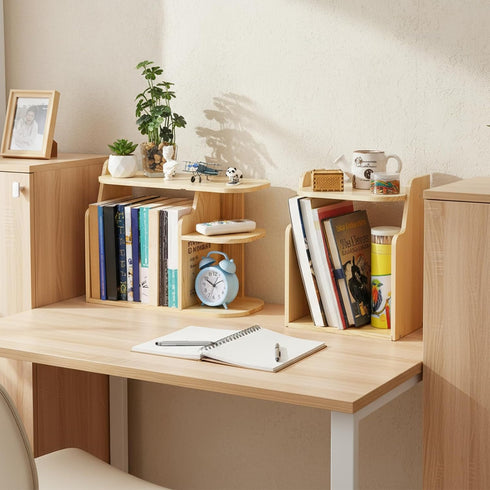 Desk Shelf Organizer, Adjustable Wood Desktop Organizers, Office Storage Rack, Small Tabletop Bookshelf, Freestanding