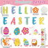 Easter Classroom Decoration Happy Easter Bulletin Board Set Easter Egg Bulletin Border Rabbit Bunny Chick Spring Cutouts Bulletin Board for Kids Classroom School Nursery Blackboard Home Wall Decor
