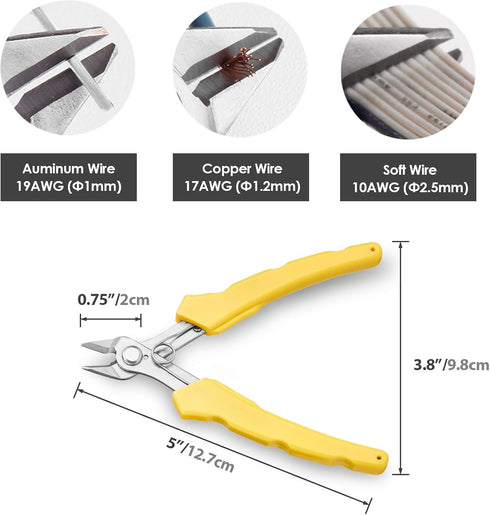 DOWELL Flush Cutter Micro Wire Cutters 5 Inch Stainless Steel Precision Side Cutting Pliers for Soft Wires