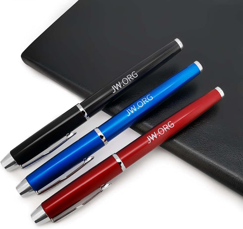 Jw.org Pen Metal Clip Top Ball Point Black Ink Fine Tip Executive Pen with Insert Cover for Gifting Colors- Pack of 12 by TONOS