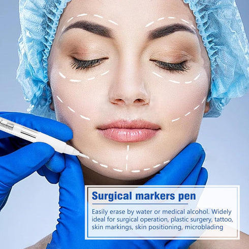 6 Pcs Professional Surgical Tip Skin Marker Pen, White Stencil Markers for Eyebrow, Tattoo Skin Marking, Individually