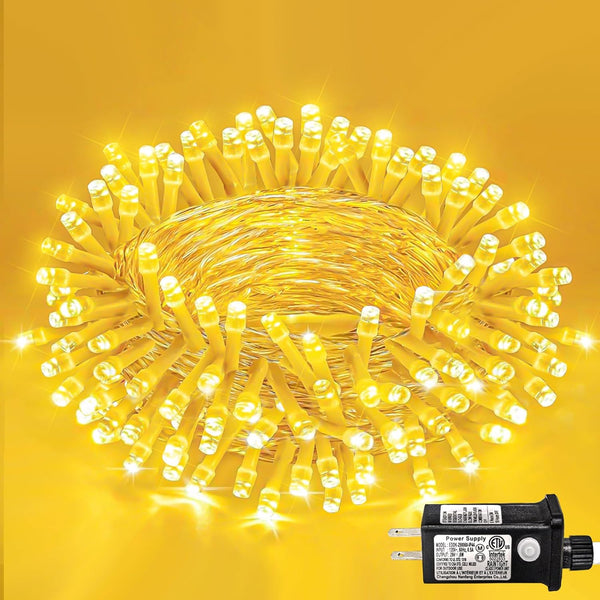 120 LED Christmas Lights Outdoor, 40ft String Lights with 8 Modes Clear Wire, Plug in Waterproof Twinkle Fairy Lights