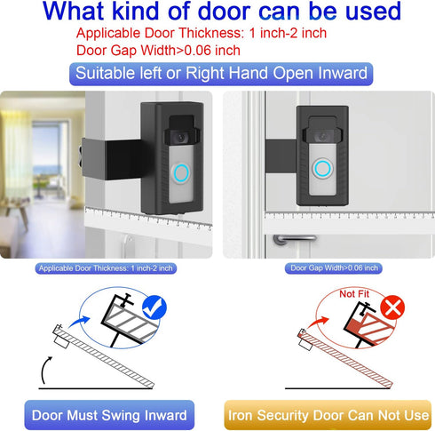 Anti-Theft Doorbell Mount, No-Drill Bracket for Video Doorbell Cover Holder, Does Not Block Sensor