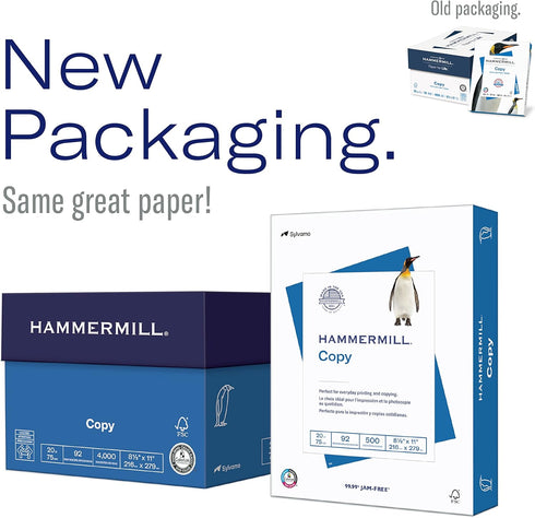 Hammermill Printer Paper, 20 Lb Copy Paper, 8.5 x 11, 8 Ream (4,000 Sheets), 92 Bright