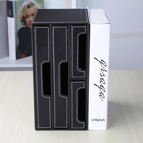 KINGFOM PU Leather Desk Organizer with 4 Drawers, Small Desktop Organizer for Office Supplies