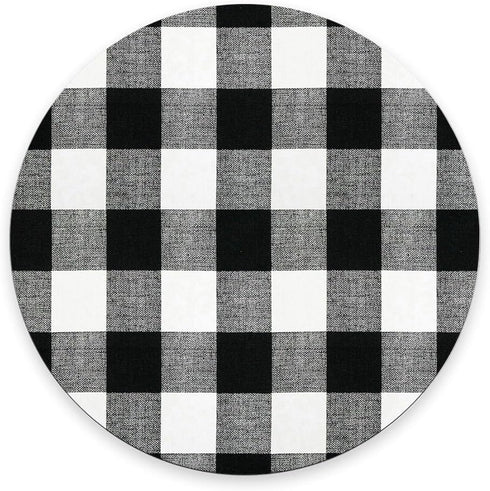 Black and Black Buffalo Plaids Round Mouse Pad, 7.87"X7.87" (20CM).