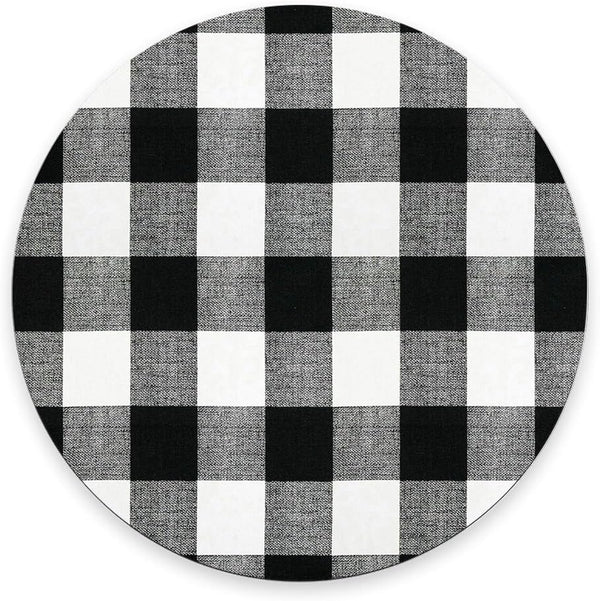 Black and Black Buffalo Plaids Round Mouse Pad, 7.87"X7.87" (20CM).
