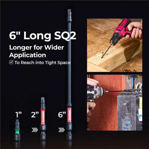toolant Square Bit Set, Impact S2 Steel Square Drill Bit with Magnetic Tips, 10pcs Robertson Driver Bits