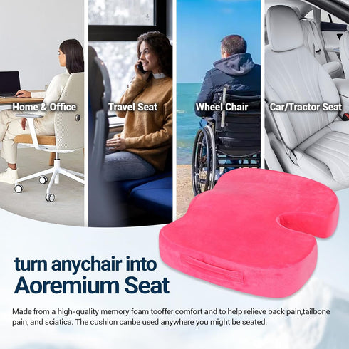 Tailbone Gel Seat Cushion for Car Office - Memory Foam Pain Relief Chair Pillow Cushions - Sciatica Coccyx Butt Lumbar