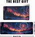 Large Moon Mouse Pad, Night Sky Forest Desk Mat, 31.5 x 11.8, Full Keyboard and Mouse Pad with Stitched Edges