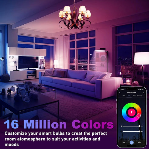 5W=40W A15 Smart Bulb, 1 Pack, Compatible with Alexa, Google Home, Color Changing, Dimmable LED