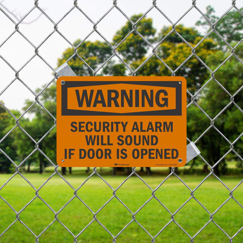 SmartSign “Warning - Security Alarm Will Sound If Door is Opened” Sign | 7" x 10" Reflective Aluminum