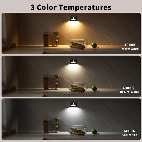 3 Dimmable Stairs,Hallway,Closet,Cabinet,Bedroom,Black WOBSION Rechargeable Wireless Motion Sensor Stair Lights