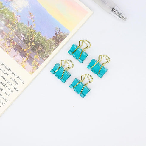 Mini Paper Clip Binder Clips, 100 Pack Small 15mm (5/8 Inch) Office Clips in Blue-Green