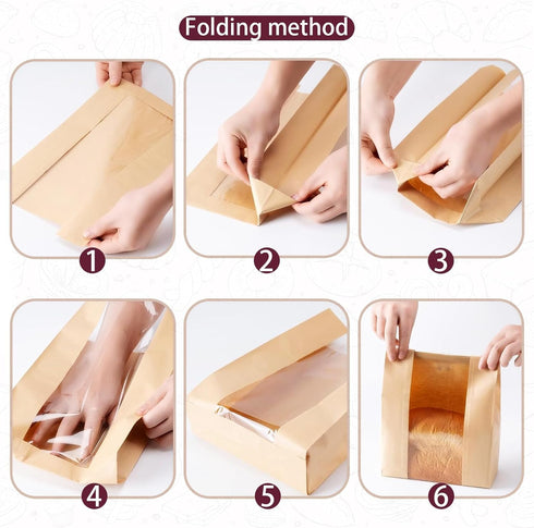 Crpzszshtp 50% 25 Bread Bags -Sourdough Bread Bag for Homemade Bread with Window, Thicker Large Bakery Bags for Storage