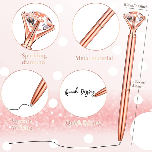 Yahenda 50 Pcs Diamond Pens - Bridal Shower Ballpoint Pen with Black Ink, Bling Pen for Women Bridesmaid Wedding