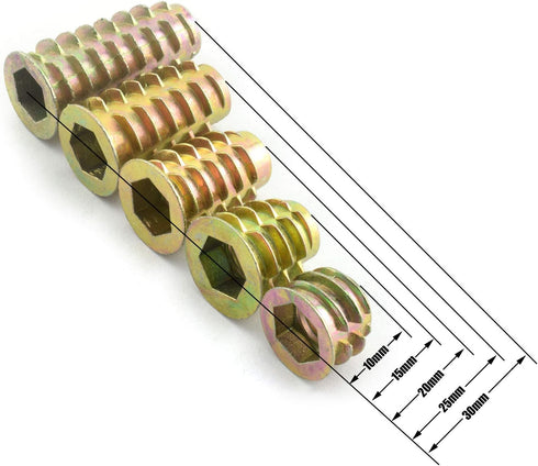 LQ Industrial 25pcs 5/16-18x1-1/5 Inch Furniture Screw-in Nut, Zinc Alloy Bolt Fastener Connector for Wood Furniture