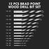 Brad Point Wood Drill Bit Set, 12Pcs with Double Flutes Design for Carpenter Woodworking and All Types of Wood (1/8" -
