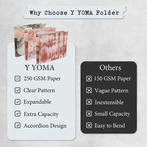 Y YOMA 6 Pack Extra Capacity Hanging File Folders, Letter Size Accordion Decorative Folder with 1/5-Cut Tabs
