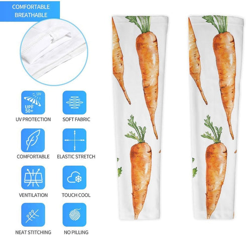 JTKBNVM 50+ Carrot Pattern Design Sleeves to Cover Arms Upf Cooling UV Sun Protection Sports Compression Sleeves