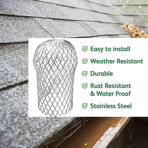 4 Pack Gutter Guards - Expand Aluminum Strainer Filter, Downspout Protectors, Stops Blockage Leaves Debris (3.5 Inch)