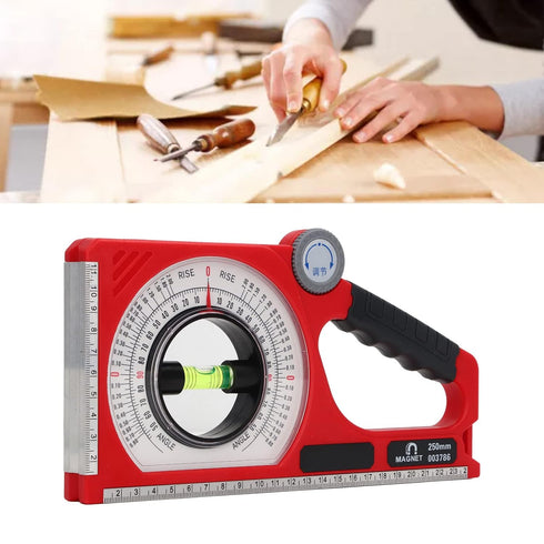 Engineering Inclinometer, Portable Universal Slope Measuring Ruler with Dual Scale Rotary Pitch Finder