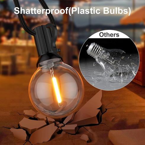 25FT G40 Bulbs Dimmable GPATIO Outdoor String Lights, Shatterproof Patio Lights, Waterproof Hanging Outdoor Lights