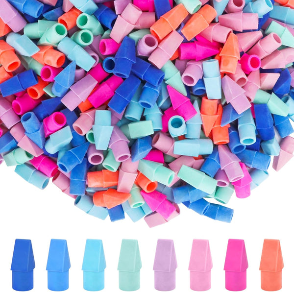 PRALB 400PCS Assorted Color Chisel Shape Pencil Eraser Caps for Party Favors, Games, Prizes, School Office