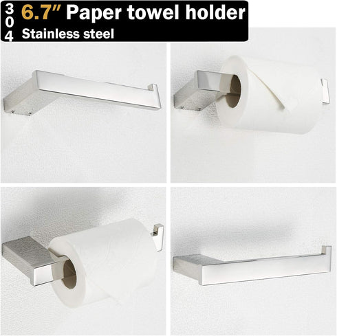 RANDOM Toilet Paper Holder - Polished Chrome Square Bathroom Hardware Accessories, SUS 304 Stainless Steel Wall Mount