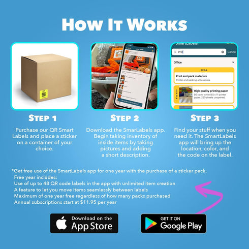 QR Code Smart Labels, Color Coded Scannable Stickers for Storage Bins, Moving Containers & Organization, Pack of 48