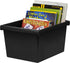 Storex 4 Gallon Storage Bin, Plastic Classroom Organizer for Books and Supplies, Black, 6-Pack (61466C06C)