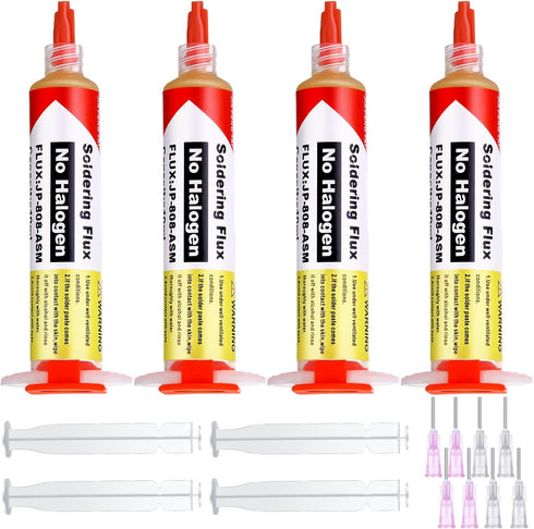 Treela 4 Set 8341 No Clean Solder Flux Paste, 10cc Tacky Soldering Flux with Pneumatic Dispenser