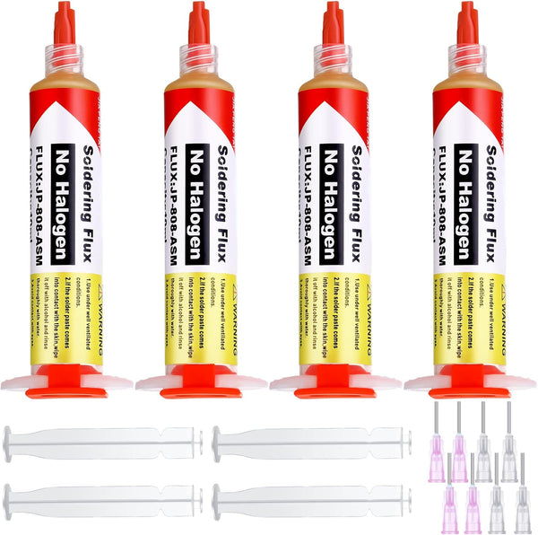 Treela 4 Set 8341 No Clean Solder Flux Paste, 10cc Tacky Soldering Flux with Pneumatic Dispenser