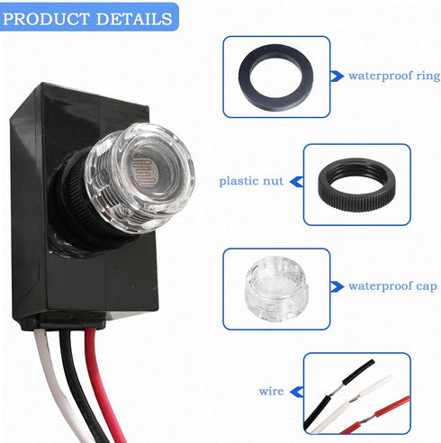 Dyruilanbo 3PCS 120-277V Photocell Sensor for Outdoor Lights Dusk to Dawn Sensor for Outdoor Lighting Photoelectric