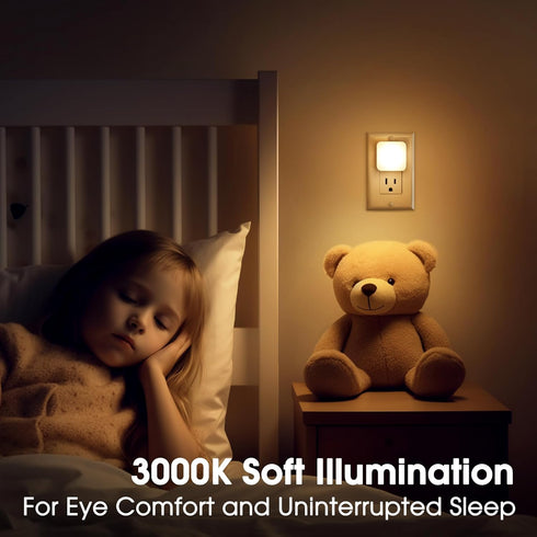 LED Night Lights Plug into Wall, Nightlights with Light Sensor Dusk to Dawn, 2 Pack Warm White Night Light