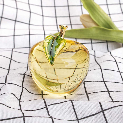 H&D Glaze Crystal Apple Paperweight Craft Decoration, Yellow
