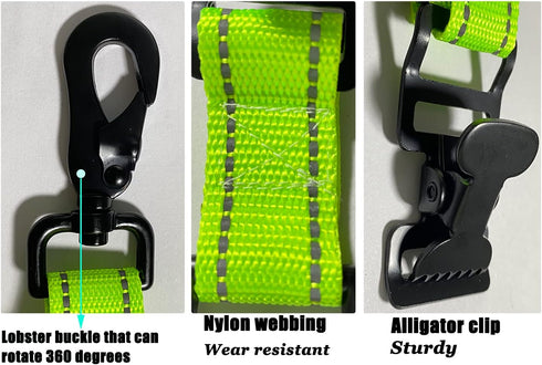 ZHIRONGFA 2 Pack 7Inch Firefighter Rescue Glove Clips Durable Safety Reflective Function Keep Your Gear Organized (Green(2 Clips))