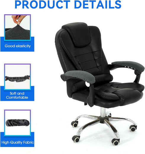 Office Chair Armrest Covers - 2Pcs Removable Elastic Covers for Office Seat Hand Rest Protection (Grey)