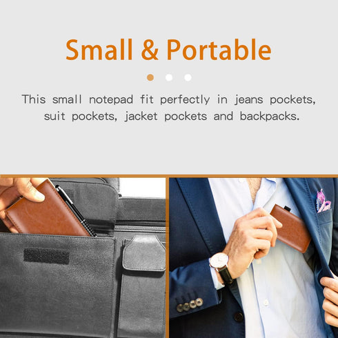 Xhwykzz 7 Pcs Small Pocket Notepad Holder Set, Pocket Notebook with pen for offices, schools, restaurants (Brown)
