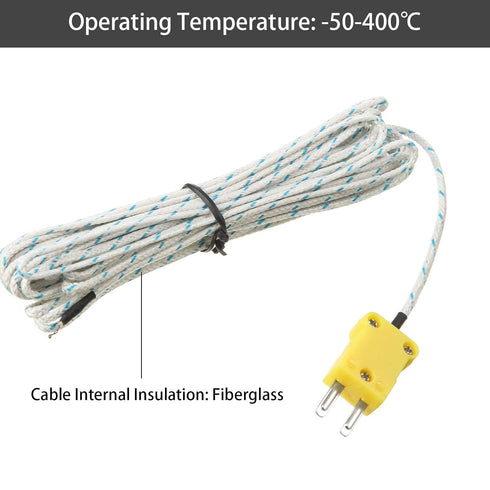 10 Pieces 3 Meters K Type Mini-Connector Thermocouple Temperature Probe Sensor, Compatible with TM902C/TES1310