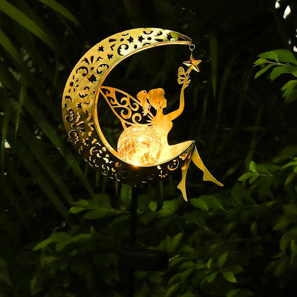 ZKLiLi Solar Lights Garden Decorations,Moon Fairy Light,Solar Statues Outdoor Decor,Warm LED Light