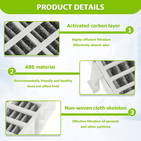 W10311524 AIR1 Refrigerator Air Filter Cartridge Replacement (Pack of 4pcs)